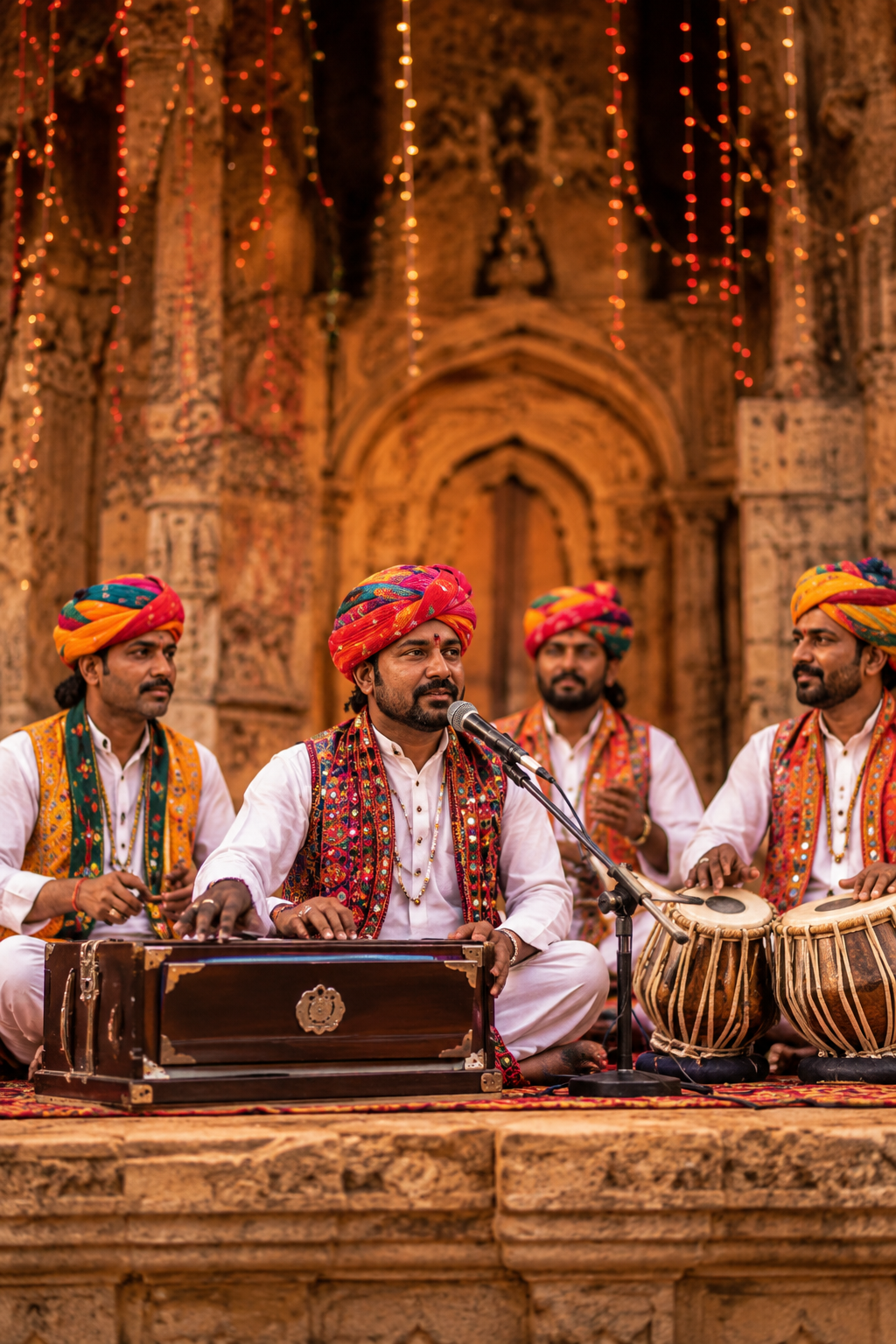 Indian folk singer performing with a traditional instrument