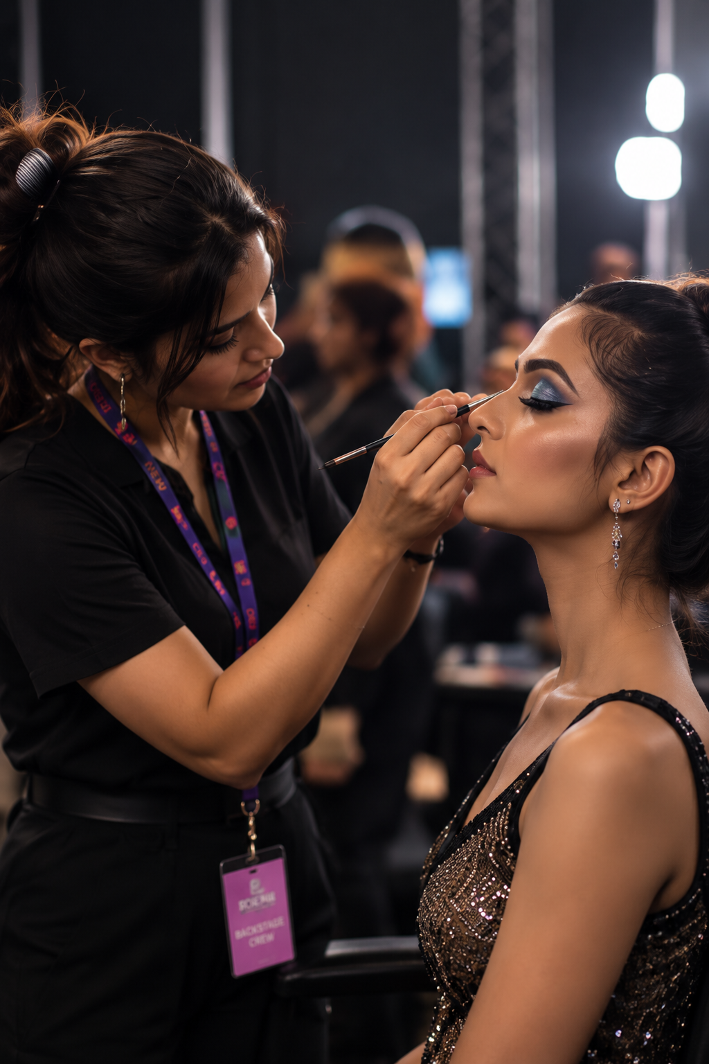 Indian makeup artist at work